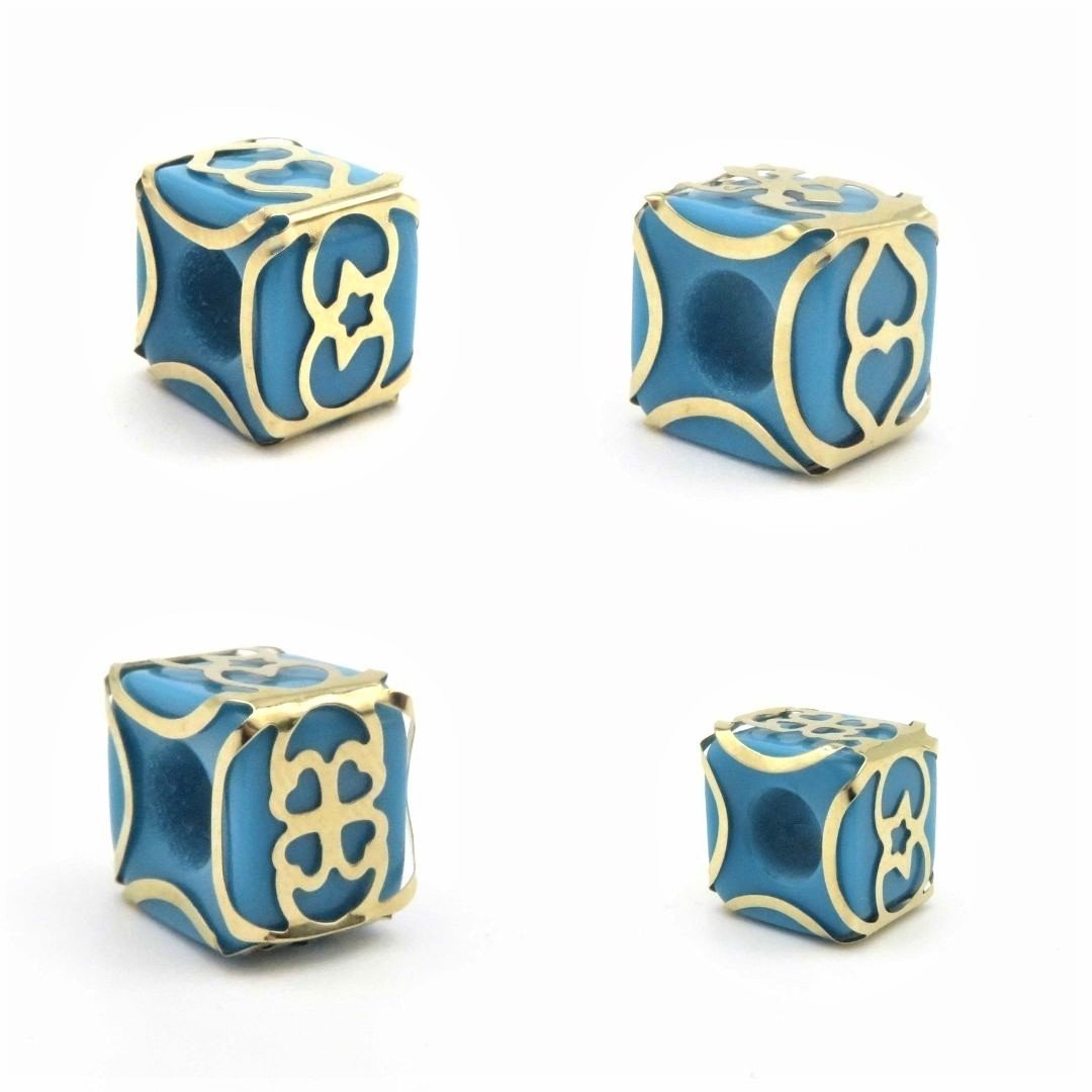 Altın İşlemeli Mavi Boncuk Kolye Ucu