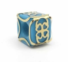 Altın İşlemeli Mavi Boncuk Kolye Ucu