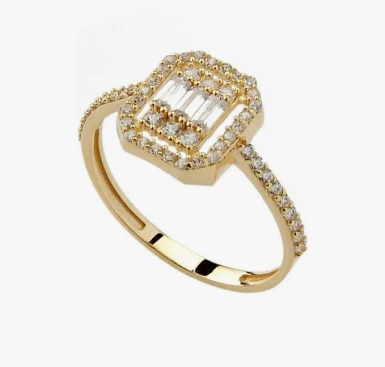 YAN KOLU TAŞLI BAGET YÜZÜK